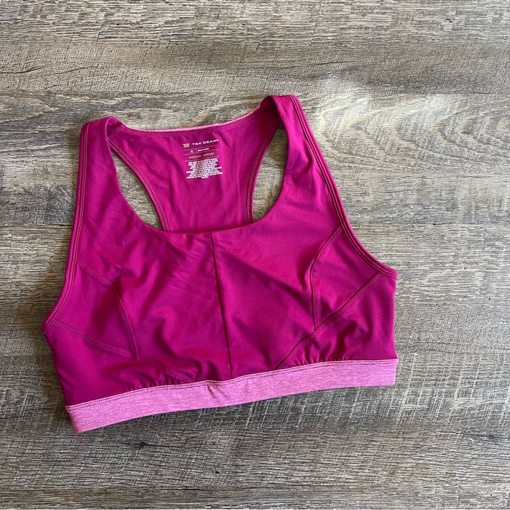 Tek Gear Medium Support Fuschia Pink Sports Bra, Women's Size XL